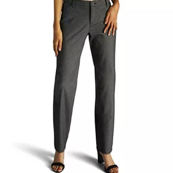 Lee Business Casual Relaxed Fit Straight-Leg Plaid Trouser Pants (12S) - Picture 1 of 16